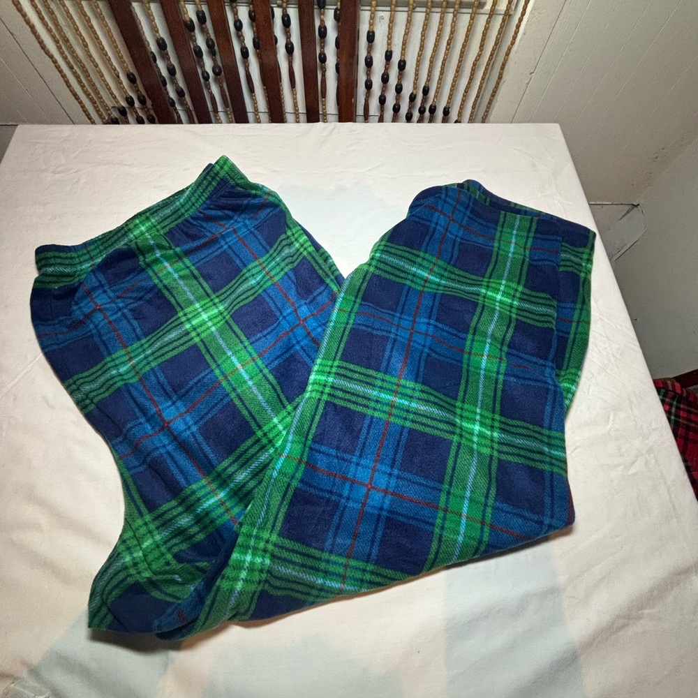 Plaid Lounge Pants in Blue and Green